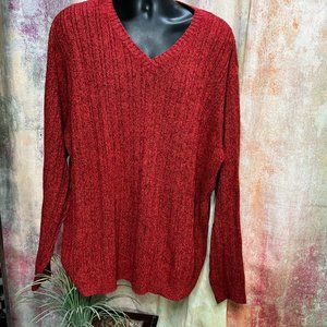 📌 IZOD Knitted Men Red Cotton Sweater
